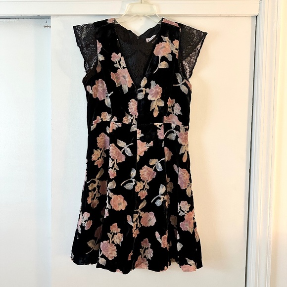 Nanette Lepore Velvet Floral Mini Dress - Picture 1 of 9